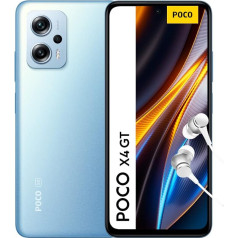 Xiaomi Poco X4 GT 5G viedtālrunis + austiņas, 8 + 128 GB mobilais tālrunis bez līguma, 6,6 collu 144 Hz DynamicSwitch DotDisplay, 64 MP trīskāršā kamera, 5080 mAh, 67 W Turbo uzlāde, zils (vācu valodā)