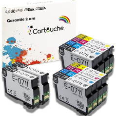 icartouche saderīga tintes kasetne ar Epson T0715 Stylus D120 DX4050 DX4450 DX5050 DX6050 DX7400 Office BX300F BX600FW SX100 SX110 SX200 SX210 SX400 SX415 SX510W SX6000FFW SX610FW (4BK 2C 2M 2Y)