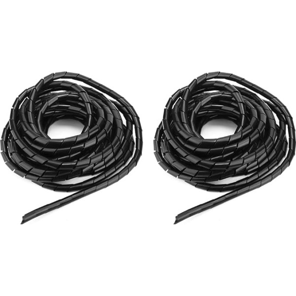 2 Pack Wire Protection Wire Wrap Sleeve Spirālveida PP stieples kabeļu aizsardzības piederumi (diametrs 12 mm 15 m) Kabeļu spoles, cauruļu spoles, uztvērēji