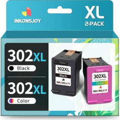 INKONSJOY priekš HP 302 Printera kasetnes melnā krāsā Daudzpakete HP 302 melnās un krāsainās kasetnes printeru kasetnēm HP Envy 4525 4520 4522 4523 4524 Officejet 3830 3831 3833 Deskjet 3630 3636 3638 1110