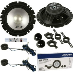 1 Alpine SXE-1750S Set 2-Way 6.5 Inch 16.5 cm 165 mm Grey Diffuser Speaker 45 Watt RMS 280 Watt Max with Woofer Car Door Tweeter Set with Mounting Accessories Gift