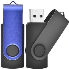 EASTBULL 2GB USB Flash Drive Memory Stick 2 Pack Black Blue with Free Lanyard