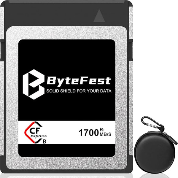 ByteFest 512GB CFexpress Typ B Speicherkarte mit Card Holder, NVMe PCIe 3.0, Reibungslose 4K/6K RAW-Videos und -Fotos für Kamera, Kompatibel mit Nikon Z6/Z7/Z9/D5/D6,Canon EOS-1DXMark III/EOS-R3/R5