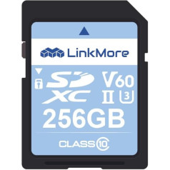 LinkMore SD Card 256GB, XV26 SDXC Memory Card, UHS-II SD Card, U3, V60, Memory Card Camera for 8K, 4K Video, Up to 250MB/s Read and 200MB/s Write Speed