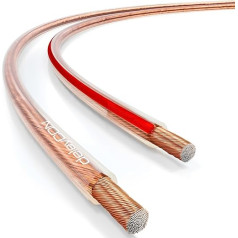 deleyCON Speaker Cable 2 x 4.0 mm² Speaker Cable CCA Copper-Coated Aluminium 2 x 56 x 0.30 mm Stranded Polarity Marking Transparent 50 m