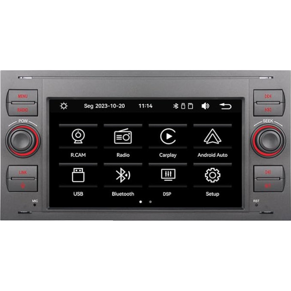 YZKONG Auto radio priekš Ford Focus S-MAX Mondeo Galaxy, saderīgs ar Carplay/Android, ar 8 collu skārienjūtīgo ekrānu/Bluetooth/Mirror Link/FM/AM/USB/Reversijas kamera