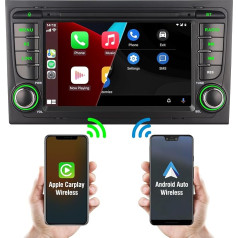 7 collu integrēts bezvadu Carplay un bezvadu Android auto ar Bluetooth AM FM RDS radio 1080P Full HD IPS ekrāns Linux auto radio priekš Audi A4 S4 B6 B7 RS4