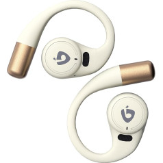 VoxSoul Open Ear Kopfhörer Bluetooth, Open Ear Bluetooth 5.3, Kopfhörer Kabellos Bluetooth 55 Stunden Spielzeit, Bluetooth Kopfhörer Sport mit 4 Mik, 16,2mm Lautsprecher Hi-Fi-Stereo-Bass ENC Beige