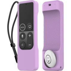 AHASTYLE Remote Control Case for Apple TV 4K 4th Generation Siri Remote with External AirTag Holder, AirTag Not Included, Silicone Remote Case for Apple TV 4K 4th Generation Remote Control (Lavender)