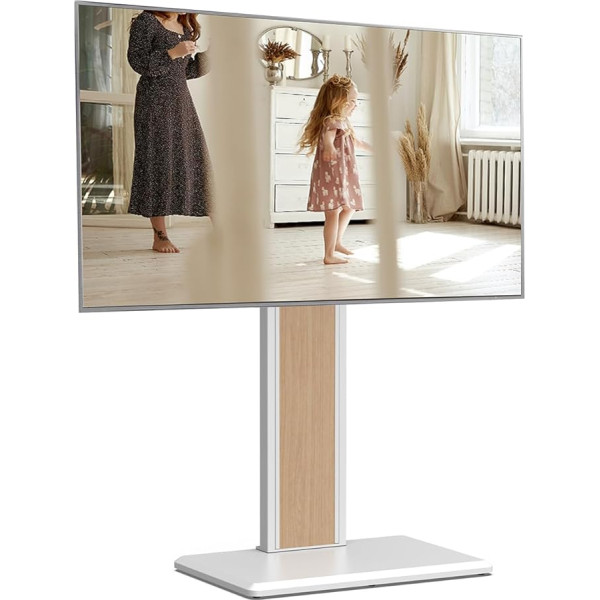 FITUEYES TV Stand with Wooden Shelf TV Stand Suitable for Large TVs Height Adjustable Swivelling for 32 to 65 Inches up to 40 kg Max. VESA 400 x 400