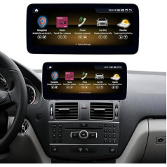 Ninetom Android 13 Auto radio ar 10,25 collu skārienjūtīgo ekrānu 2007-2010 Mercedes Benz C klases W204 ar NTG4.0, Carplay radio displeja atjauninājums, multimediju atskaņotājs, GPS navigācija, Android auto, 8G+256G