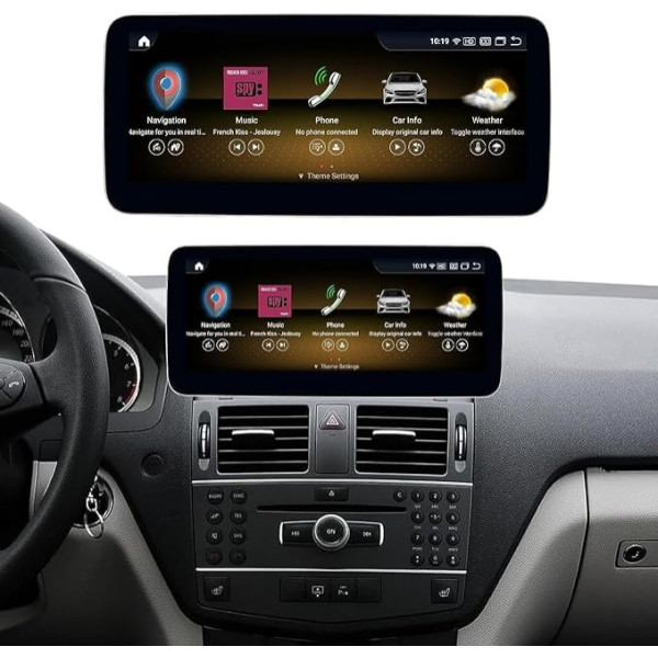 Ninetom Android 13 Auto radio ar 10,25 collu skārienjūtīgo ekrānu 2007-2010 Mercedes Benz C klases W204 ar NTG4.0, Carplay radio displeja atjauninājums, multimediju atskaņotājs, GPS navigācija, Android auto, 8G+256G