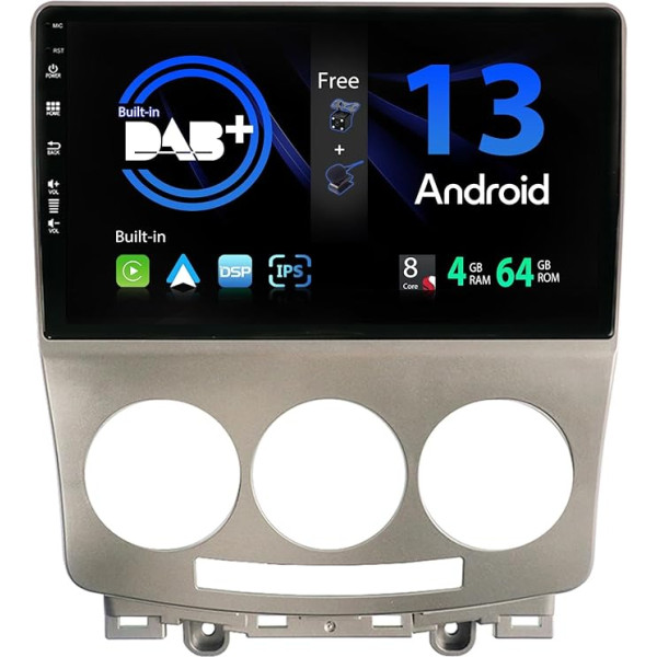 SXAUTO - Iebūvēts DAB - Android 13 IPS auto radio priekš Mazda 5 (2005-2010) - Iebūvēts Carplay/Android Car - LED kamera + Mic - 4G + 64G - 360-CAM stūres vadības stūres vadība Fast Boot WiFi DSP AHD - 2 DIN 9