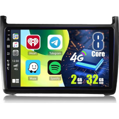 [8Core 2G+32G] CAMECHO Android 13 Autoradio für VW Polo 6R 6C 9N 2008-2016 mit 4G/SIM Carplay Android Auto Navi,Autoradio mit 9 Zoll Bildschirm,Bluetooth Mirrorlink FM/RDS/AM DSP+Rückfahrkamera