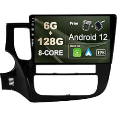 SXAUTO - 6G + 128G - Android 12 IPS auto radio Mitsubishi Outlander (2012-2018) - Iebūvēts Carplay/Android Car/DSP - LED kamera + MIC - DAB stūres vadības pults Fast-Boot 360-CAM WiFi - 2 DIN