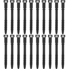 uxcell 20Pcs Silicone Zip Ties 4,5 collas atkārtoti izmantojamas stiepļu saites Elastīgas kabeļu vadu organizatoru siksnas vadiem USB vadu uzlādes vadības pārtikas uzglabāšanai, melns