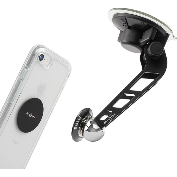 NITE Ize Original Steelie Orbiter Windshield Mount Kit - Low Profile Magnetic Car Windshield Mount for Smartphones