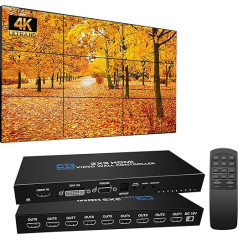 GKRONG Video sienas kontrolieris 3x3 TV sienas kontrolieris 4K 3x3 3x3 3x2 2x2 3x1 1x4 2x3 4x2 2x4 ar tālvadības pulti 9 TV montāžai Attēla rotācija 180º