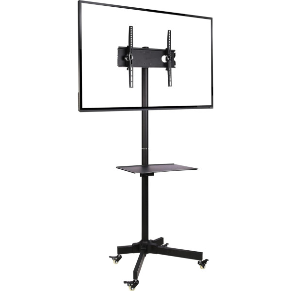 Ergosolid mit Rollen, verstellbar, für LCD-Fernseher von 32 - 55 Zoll, negbar, VESA max. 400 x 400 mm, Tragkraft bis 25 kg Falco-24 schwarz