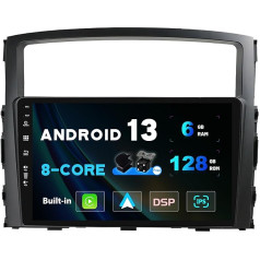 SXAUTO Android 13 [6G+128G] IPS Autoradio für Mitsubishi Pajero 4 V80 V90 (2006-2014) - Eingebaut Carplay/Android Auto - LED Kamera + MIC- 360-CAM DAB Lenkradsteuerung Fast-Boot WiFi - 2 Din 9 Zoll