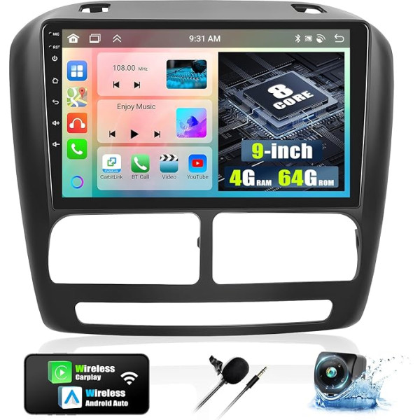 [8 Core 4GB + 64GB] Android 13 auto radio Fiat Doblo (2010-2015) Opel Combo (2011-2018) ar Wireless Carplay Android Car, 9 collu skārienjūtīgais ekrāns ar Bluetooth GPS WiFi FM/RDS SWC aizmugures skats