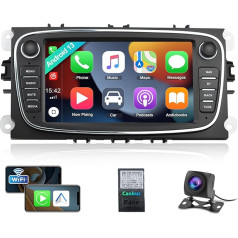 2G + 64G CAMECHO Android auto radio ar navigācijas sistēmu Ford Focus C-Max S-Max Mondeo Kuga Galaxy, Double DIN radio ar 7 collu ekrānu, HiFi Carplay, Android Car, FM/RDS Bluetooth un USB +