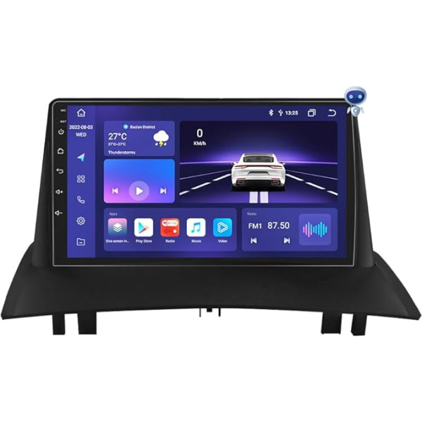 Android 12 Auto radio 9 collu skārienjūtīgais ekrāns 8 kodolu priekš Renault Megane 2 2002 2003 2004 2005 2006 2007 2008 2009 WiFi Wireless Android Car & Carplay Bluetooth 4G + 32G WiFi 4G GPS RDS AM/FM aizmugures skats