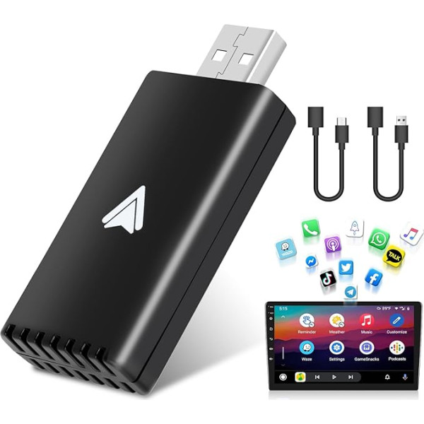 Podofo Wireless Android Auto Adapter, Android Auto Dongle für Original Kabelgebundene USB Autoradio Autos Konvertieren Sie Kabelgebundenes in Kabelloses Android Auto