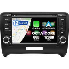 Kymmtun Android auto radio 8GB + 128GB 7 collu Ultra HD ekrāns Audi TT/MK2/8J 2006-2014 ar 4G tīklu + WiFi GPS GPS USB FM AM Bluetooth brīvroku komplekts Bezvadu CarPlay stūres vadības ierīce