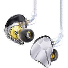 EZ EAR In Ear Monitor CCZ BC04 HiFi austiņas DD & BA Dynamische Treiber Reiche Details Kabel -Ohrhörer IEM Deep Bass mit 2Pin -abnehmbarem Kabel für Telefon -PC -Musikspiele (Silber, kein Mikrofon)