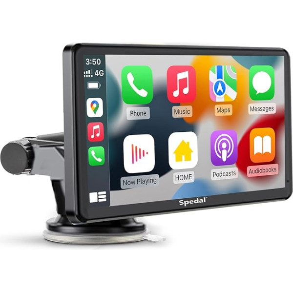 Spedal NaviCam 796W Bezvadu Apple CarPlay un Android automašīna, pārnēsājams auto radio, ārējā kamera, iebūvēts Bluetooth un WiFi, AirPlay, AUX/FM raidītājs