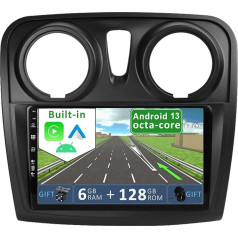 YUNTX [6GB + 128GB] Android 13 autoradio Dacia Sandero (2012-2017)-2 DIN [Integrēts bezvadu CarPlay/Android Auto/DSP/GPS]-9 collu IPS 2.5D kamera + MIC-DAB/Stūres kontrole/360 kamera/BT