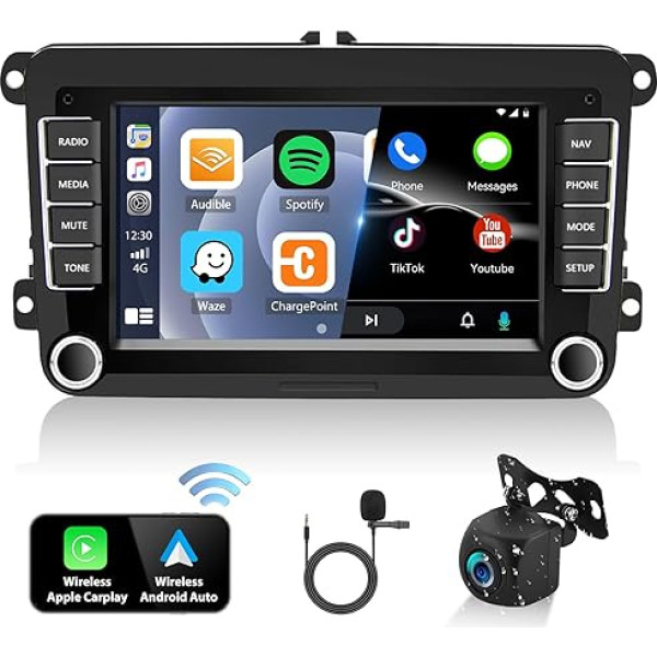 [2G + 64G] Auto radio 2 DIN Android 13 VW Golf 5 6 Polo T5 Tiguan Passat Caddy Seat Skoda Auto radio 7 collu skārienekrāns ar Carplay Android auto GPS HiFi FM / RDS BT Canbus + AHD atpakaļgaitas kamera &