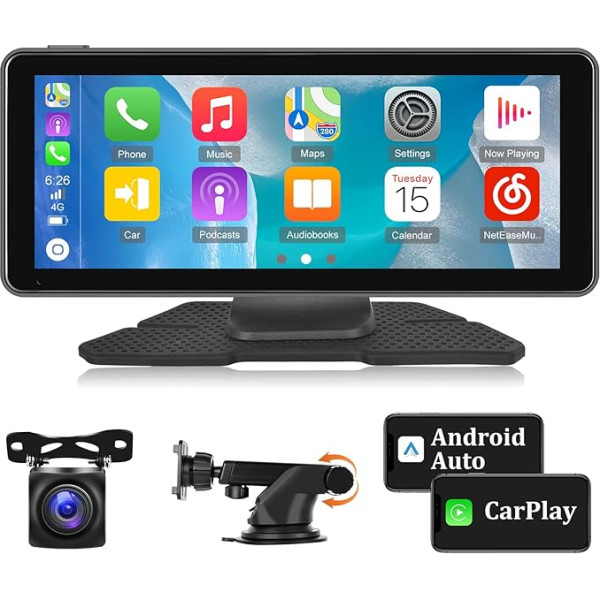 Carplay un Android automašīnas displejs - 6,86 collu HD skārienekrāna Carplay monitors - Bluetooth / spoguļa savienojums / Air Play / FM / radio ar cigarešu aizdedzi + AUX / TF / USB un atpakaļgaitas kamera