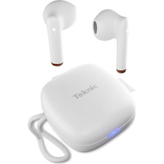 TEKNIC Bezvadu austiņas Bluetooth 5.3 ar skaļuma regulēšanas HiFi Stereo Bass efekta ķivere Hands-Free balss palīgs In-Ear Intraural stabilizatora savienojums Regulējams dzirdes aparāts (balts)