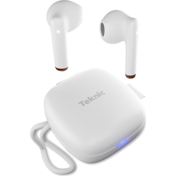 TEKNIC Bezvadu austiņas Bluetooth 5.3 ar skaļuma regulēšanas HiFi Stereo Bass efekta ķivere Hands-Free balss palīgs In-Ear Intraural stabilizatora savienojums Regulējams dzirdes aparāts (balts)