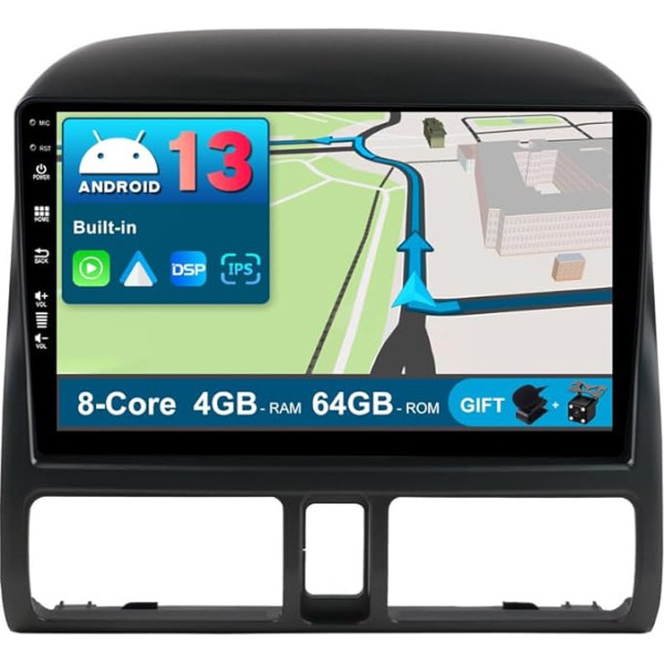 BXLIYER Android 13 Autoradio Passt für Honda CRV (1998-2006) - 4G+64G - Eingebaut DSP/Carplay/Android Auto - LED Kamera + MIC - IPS 9 Zoll - GPS 2 Din - Lenkradsteuerung WiFi DAB 360-Camera Fast-Boot