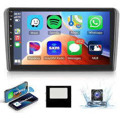 【2+64G】 Podofo Wireless Carplay 9'' Autoradio 2 Din Android Auto für Audi A3 2008-2012,Auto Radio Bluetooth mit Bildschirm mit AHD Rückfahrkamera HiFi Bluetooth/RDS/FM Radio/DVR/Canbus