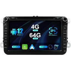 SXAUTO Android 12 autoradio VW Passat/Golf/Skoda/Seat/Jetta/Polo - Iebūvēts Carplay/Android Car/DSP - LED kamera + mikrofons - 4G + 64G - DAB 360-CAM stūres vadības pults vadība Fast Boot WiFi - 2 DIN IPS 8