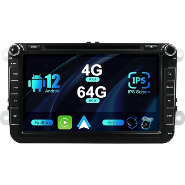 SXAUTO Android 12 autoradio VW Passat/Golf/Skoda/Seat/Jetta/Polo - Iebūvēts Carplay/Android Car/DSP - LED kamera + mikrofons - 4G + 64G - DAB 360-CAM stūres vadības pults vadība Fast Boot WiFi - 2 DIN IPS 8