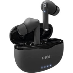 SBS True Wireless Stereo Bluetooth In-Ear austiņas viedam darbam, birojam, attālinātai apmācībai, līdz 6 stundām mūzikas un zvanu, ar USB Dongle uztvērēju un uzlādes staciju, melnas krāsas