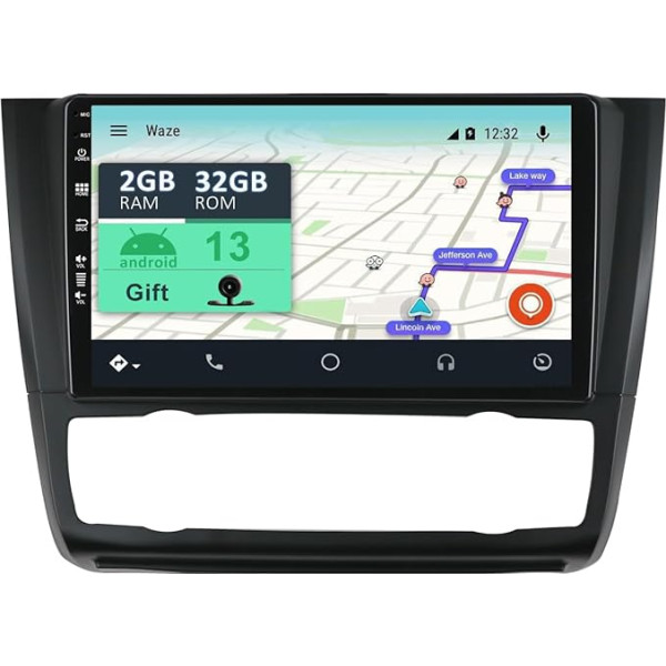 YUNTX [2GB + 32GB] Android 12 auto radio ar satelītnavigāciju BMW 1. sērijas E81 E82 E87 E88 (2008-2012) 9 collu skārienjūtīgais ekrāns bez kameras DAB/GPS/Radio stūres vadība/MirrorLink/Bluetooth