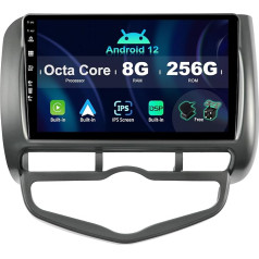 SXAUTO ¦8G+256G ¦ Android 12 IPS Auto Radio Honda Fit/City/Jazz (2002-2007) - Iebūvēts Carplay/Android Car/DSP - LED kamera + MIC - DAB stūres kontrole Fast Boot 360-CAM WiFi -2 DIN 9 collas