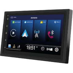 Autoradio Aiwa ICD-820DAB 2 DIN, saderīgs ar Carplay un Android Car, 7 collu HD skārienjūtīgais ekrāns, MP5 atskaņotājs, atbalsta Mirror Link/Hands-Free Call/FM Radio/USB/AUX IN ar ārējo mikrofonu