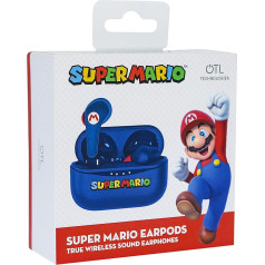 OTL Technologies Bluetooth austiņas V5.3 Super Mario ar lādēšanas kārbu - zilas