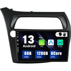 SXAUTO - 6G + 128G - Android 12 IPS autoradio Honda Civic (2006-2012) - Iebūvēts Carplay/Android Car/DSP - LED kamera + MIC - DAB stūres vadības stūres vadības sistēma Fast Boot 360-CAM AHD WiFi - 2 DIN 9 collas