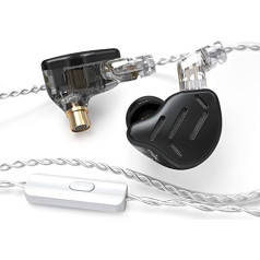 Linsoul KZ Zax 1DD+7BA Hybrid Driver HiFi In-Ear austiņas ar cinka sakausējuma korpusu, noņemams 2 pin 0,75 mm OFC kabelis (ar mikrofonu, melns)