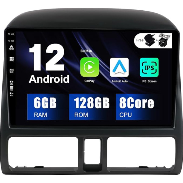 SXAUTO - 6G+128G - Android 12 IPS auto radio Honda CRV (1998-2006) - Iebūvēts Carplay/Android Car - LED kamera + mikrofons - DAB stūres vadības ierīce Fast Boot 360-CAM WiFi - 2 DIN 9 collas