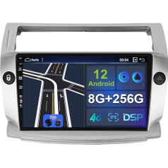 Auto radio Citroen C4/C-Triomphe/C-Quatre 2004-2014, GPS satelītnavigācija, 9 collu IPS skārienekrāns, 8GB+256GB aizmugures skata kamera + bezmaksas mikrofons, DSP + Carplay, atbalsts BT5.0/WiFi/SWC/DAB/RDS