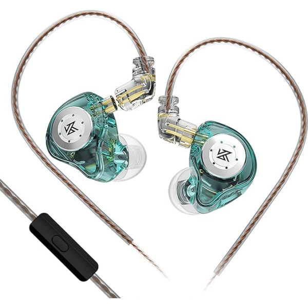 keephifi KZ EDX Pro In-Ear monitori KZ IEM austiņas ar mikrofonu, Dual DD HiFi Stereo skaņas vadu austiņas ar trokšņu slāpēšanu (zilas, ar mikrofonu)